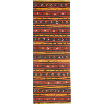 Persian Kilim Fars Azerbaijan Antique 13'8"x4'10" Hand Woven Oriental Rug