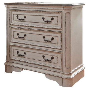 Magnolia Manor White 3 Drawer Bedside Chest w/ Charging Station