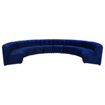 Meridian Furniture - Limitless Velvet Upholstered 10-Piece Modular Sectional, Navy - Invest in your home's comfort with this Limitless 10 Piece Sectional. This modular unit offers tons of flexibility in the number of ways that you can put each piece in the Limitless collection together to get the ideal customized look. Upholstered in navy velvet, this beautiful piece is soft and cool to the touch, so you can feel comfortable from every angle. Button and channel tufting add to this unit's upscale look and contemporary charm.