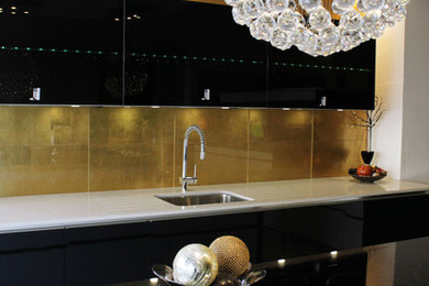 Large trendy home design photo in London