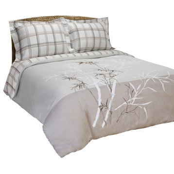 3 Piece 100% Cotton Pillow Sham Bedding Set, Beige, Full/Queen