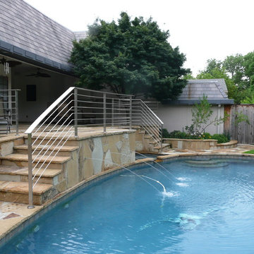 Stainless Steel Staircase to Pool and Fountains