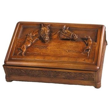 Box EQUESTRIAN Lodge Horse Hinged Lid Chestnut Resin Hand-Painted