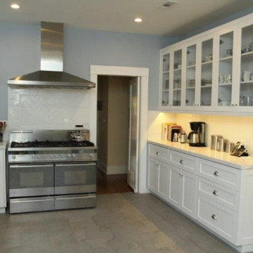 Clutter Free White Kitchen with Wall Mounted Wardrobe