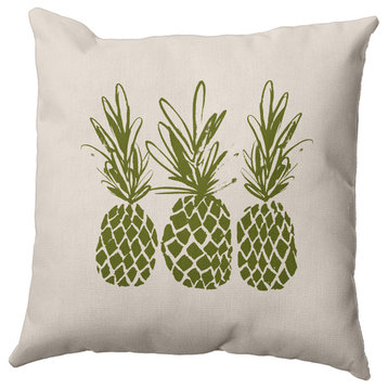 16" x 16" Pineapples Decorative Throw Pillow, Olive