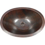 SimplyCopper - 19" Rustic Oval Copper Bathroom Sink Dual Mount, Daisy Drain Inlcuded - SimplyCopper 19" x 14” is a Oval design, created of 18-gauge copper which is hand-hammered to provide a rustic look This sink is perfect for a a Master Bath or Wine and Whiskey Barrels. This copper sink can be used as either a drop- in or an under mount.