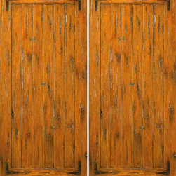 Exterior Double Door, Knotty Alder, Southwest Home, Straps - Front Doors
