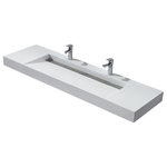 ADM Bathroom Design - ADM Bathroom Rectangular Wall Mounted Sink, White 73", Matte White - FREE FAUCET HOLE DRILLING IF PROVIDED BY BUYER WITHIN THE FIRST 48 HOURS OF PLACING THE ORDER. ALL SINKS COME SEALED OFF FROM THE FACTORY. IF NO FAUCET HOLE INSTRUCTIONS ARE GIVEN WITHIN THAT TIME FRAME, THE ORDER WILL BE SHIPPED WITHOUT FAUCET HOLES DRILLED.