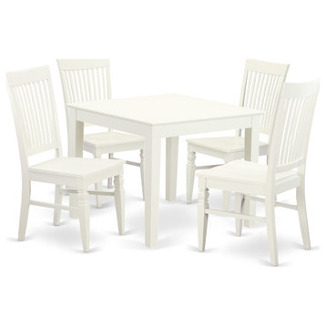 5 Pcsquare Kitchen Table And 4 Wood Kitchen Chairs In Linen White