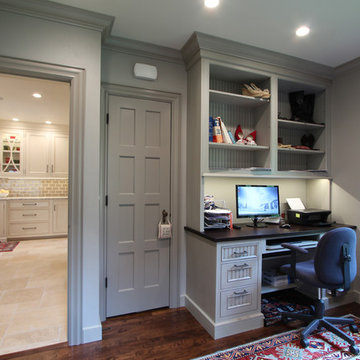 Grey Trim Matches Grey Glazed Cabinetry and Grey Painted Walls