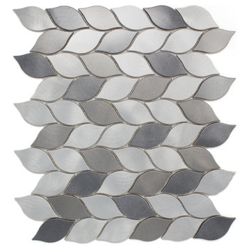 11.5"x13.88" Colette Aluminum Mosaic Tile Sheet, Silver and Gray