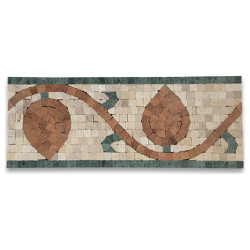 Marble Mosaic Border Listello Tile Bud Yellow Wooden 4.7x12 Tumbled, 1 piece