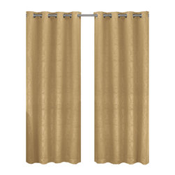 Royal Tradition - Prairie Blackout Weave Embossed Grommet Curtain, Gold, 52"x108" Single - Curtains