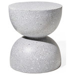 Glitzhome,LLC - 17.75'' Multi-Functional Mgo Sand Terrazzo Garden Stool, Gray - This modern and minimalist hourglass silhouette design stool with imitation sand terrazzo looking that is stylish and multi-functional. It is not only suitable for any of your garden, patio or yard as a stool, planter stand or side table, but also suitable for living room, bedroom as an accent table. Seating on it to have a rest or placing your love planters, flowers, foods, cocktails or anything you want on it, and then just enjoy a good time!