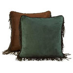 Paseo Road by HiEnd Accents - Fringed Euro Sham, 27"X27" - The Las Cruses Euro Shams contain of two coordinating fabrics; both consisting of faux suede, one side turquoise and the other copper. Either side will be a great addition to the set.