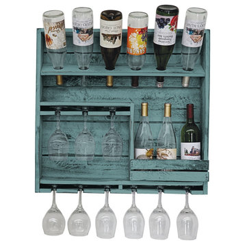 Farmhouse 9-Bottle Wine Shelf, Sea Foam Green