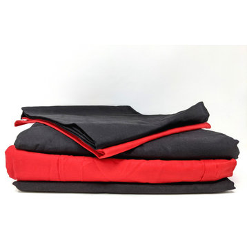 Tache 100% Cotton Bright Colorful Reversible Zipper Closed Duvet Cover, Red/Blac