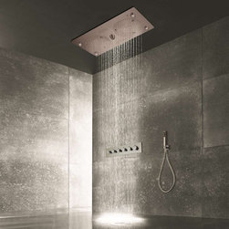 Thermostatic Recessed Ceiling Mount Led Rainfall Shower System, D Brushed Nickel - Showerheads And Body Sprays