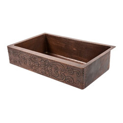 Premier Copper 35&Prime; Retrofit Copper Hammered Kitchen Apron Single Basin Sink w/ S - Kitchen Sinks