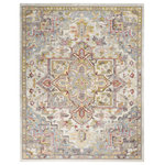 Nourison - Nourison Juniper 7'10" x 9'10" Ivory/Multi Bohemian Indoor Area Rug - This classic center medallion Juniper area rug reflects Persian design traditions in a fresh and modern look. Its soft white and transitional multi-color tones are sophisticated and versatile for decorating styles from traditional to contemporary, eclectic, or modern farmhouse. Designed for living in low-shed, low pile, easy-care fibers.