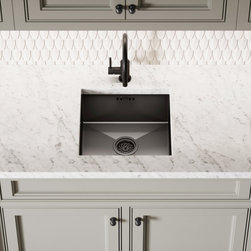 Elegance Pull Out Kitchen Mixer Tap Matte Black & Vello Undermount Sink Black G - Kitchen Taps