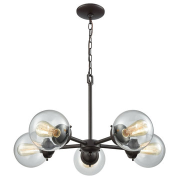 Beckett 5-Light Chandelier, Oil Rubbed Bronze With Clear Glass