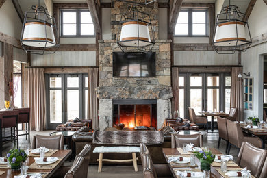 Living room - rustic living room idea in New York