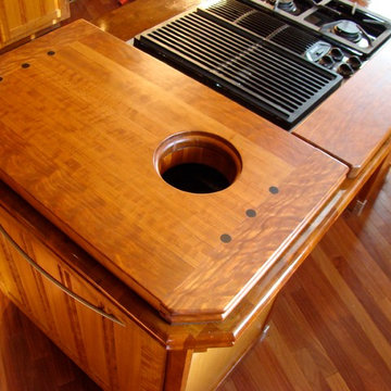 Figured cherry kitchen cabinets