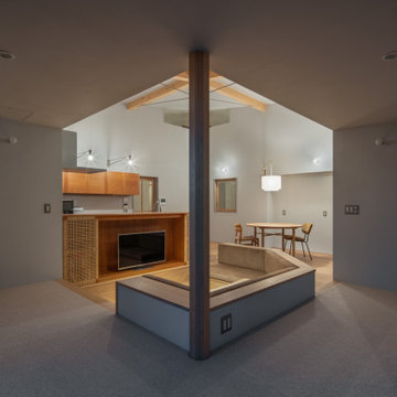 緑に囲まれた天井の高い平屋の家 / 明星の家