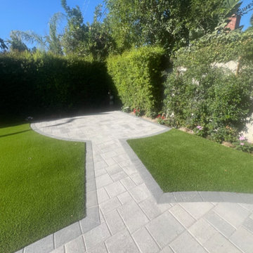 Geometric Paver Walkway & Framed Turf Design | North Hollywood Landscape Upgrade