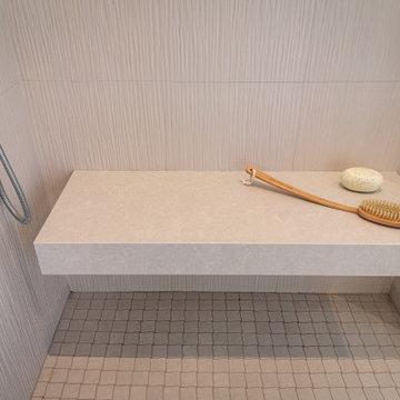 Beautiful Alamo, CA Primary Bathroom RemodelFloating bench is practical and beau