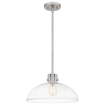 Quoizel Iona 1-Light Pendant, Brushed Nickel/Clear Seeded, QP5360BN