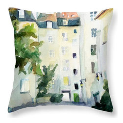 Paris Marais Courtyard Decorative Pillows - Decorative Pillows