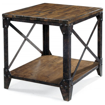 Emma Mason Signature Woodmage Rectangular End Table in Distressed Natural Pine