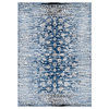 Country Farm Living Area Rug, Distressed Vintage, Antique Blue