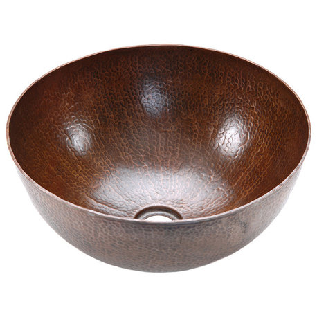 15" Medium Round Vessel Hammered Copper Bathroom Sink