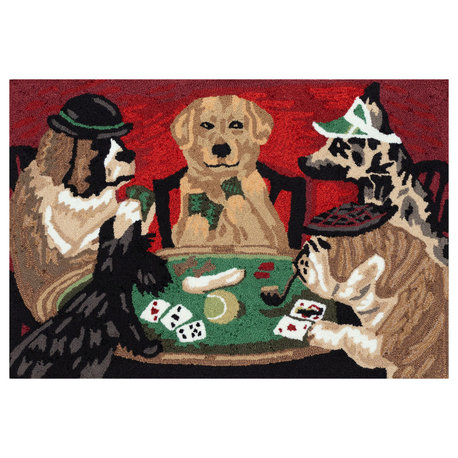 Frontporch Poker Pups Indoor/Outdoor Area Rug Multi 1'8"x2'6"