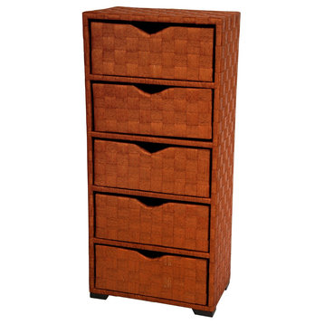 Natural Fiber Chest of Drawers, Five Drawer, Honey