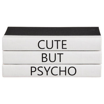 3 Piece Cute But Psycho Quote Decorative Book Set