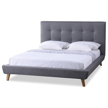 Atlin Designs Mid-Century Fabric Upholstered Full Platform Bed in Gray