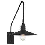 Savoy House - Wheaton 1-Light Matte Black Sconce - With its dramatically sweeping gooseneck arm and steel shade, the adjustable one-light Wheaton wall sconce makes a statement in a Matte Black finish. Measuring 14 1/2" wide x 22" high x 38" extension, the sconce provides ample illumination from one 60-watt Edison-base bulb.