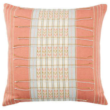 Jaipur Living Peren Tribal Coral/Blue Poly Fill Pillow 18" Square