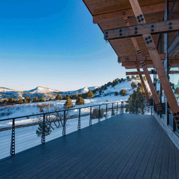 Industrial Style Deck Railing with Mountain Vista