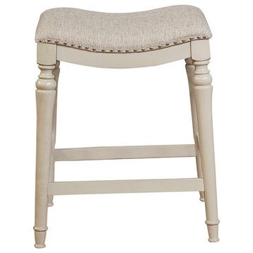 Linon Hayes Big and Tall 27" Wood Counter Stool in Cream