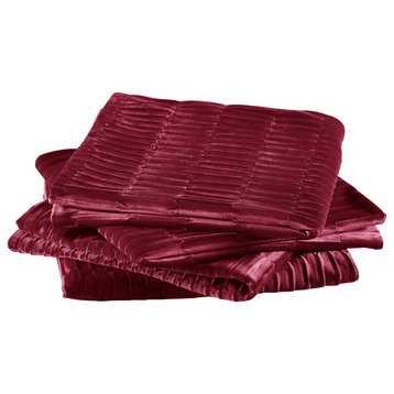 Pleated Velvet Pillow Covers, Set of 2, Garnet, 26"x26"