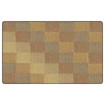 Flagship Carpets FA1010-44FS 7'6x12 Cozy BasketWeave Blocks/Natural Rug