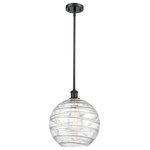 Innovations Lighting - Extra Large Deco Swirl 1-Light Pendant, Matte Black, Clear - A truly dynamic fixture, the Ballston fits seamlessly amidst most decor styles. Its sleek design and vast offering of finishes and shade options makes the Ballston an easy choice for all homes.
