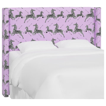 Red from Scalamandre by Cloth & Company Full Hudson Headboard, Zebras Lilac