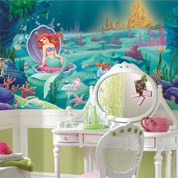 Little Mermaid Chair Rail Prepasted Wall Mural - Artwork