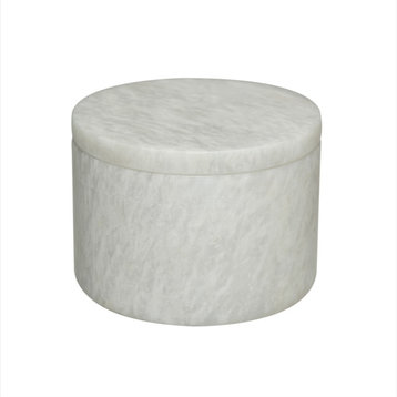 Eirenne Collection 5.75"x4" Marble Box, Pearl White